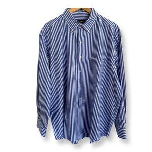 Club Room Regular Fit Pinpoint Mens Button Down Blue Shirt. Size 18.5 34/35
